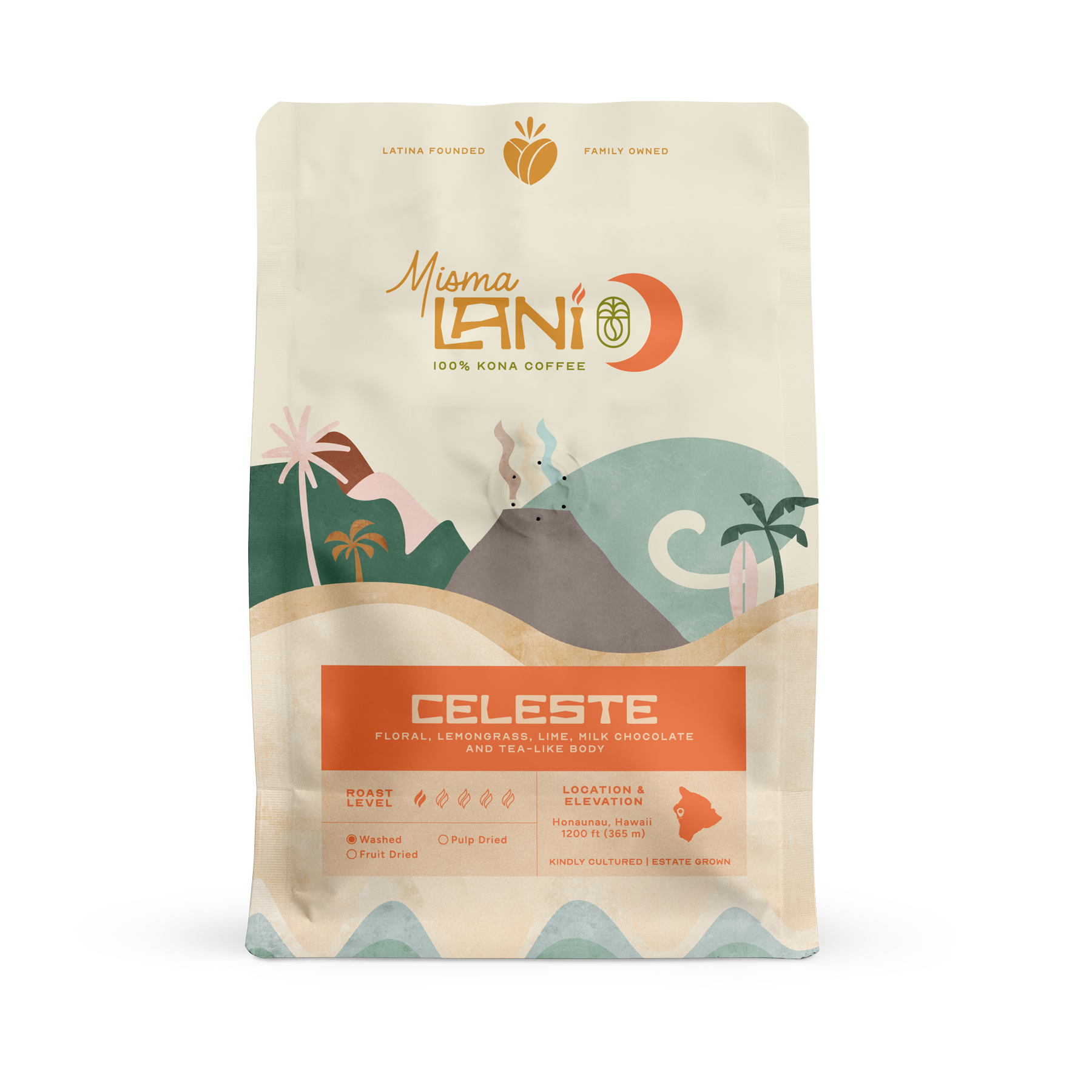 Celeste Light Roast Coffee – High Caffeine, Washed Processed Kona Blend