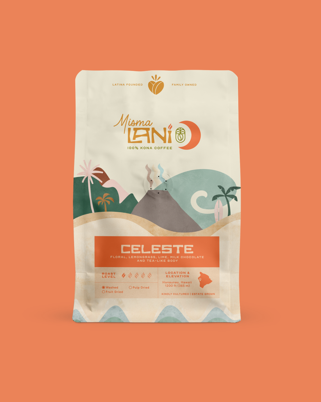 Celeste Light Roast Coffee – High Caffeine, Washed Processed Kona Blend
